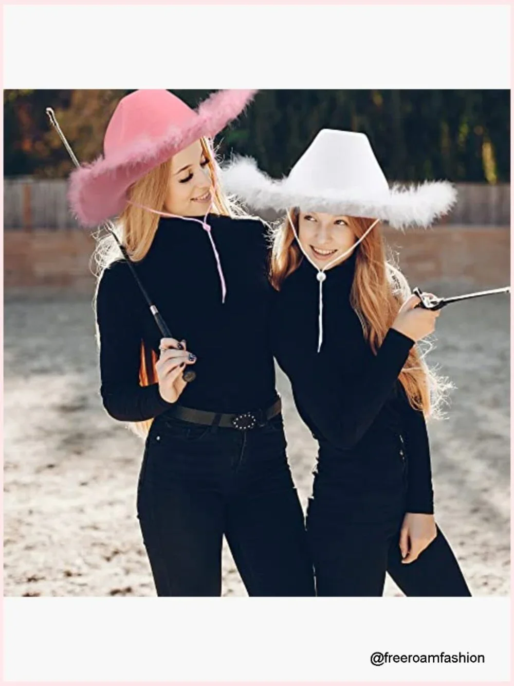 4 Pack Cowgirl Hats with Feathers Adjustable Drawstring for Party Costume